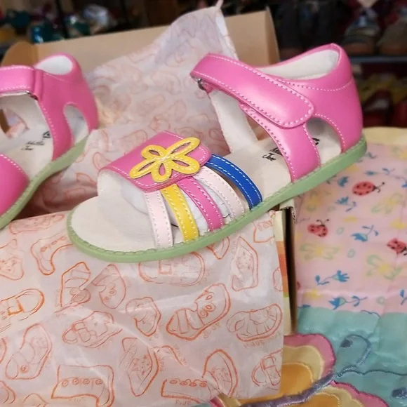 Livie & Luca Pink Leather Sandals with Multicolor Straps Nova Size 11 New in Box - Picture 3 of 6